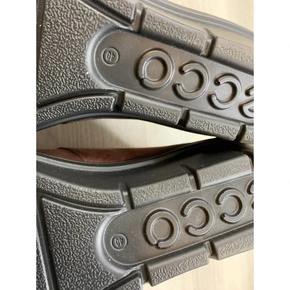 ECCO Women's Boots Hydromax Brown Nubuck Leather Wedge Lace Up Ankle 9-9.5 - Picture 8 of 13